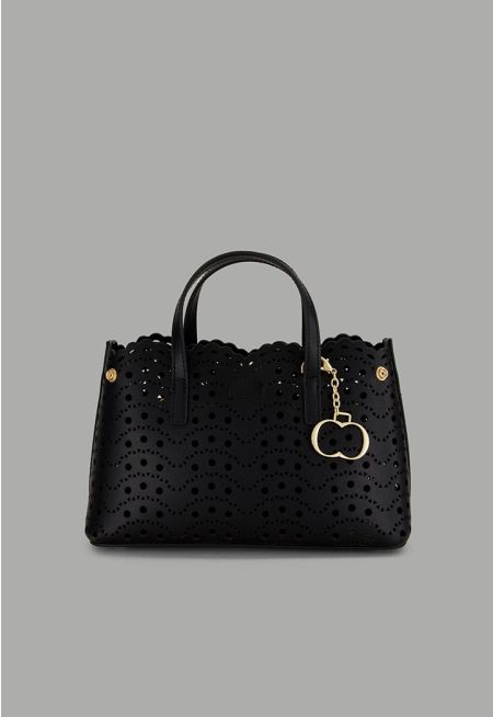 PU Leather Schiffli Handbag