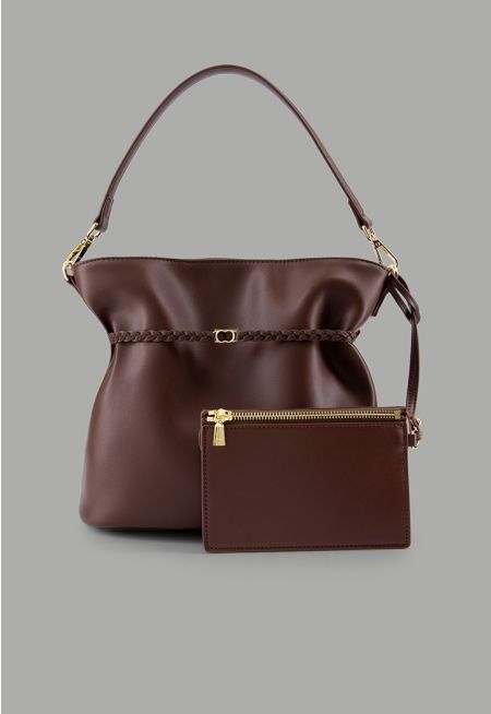 Solid PU Leather Handbag