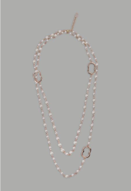 Faux Pearls Embellished Necklace
