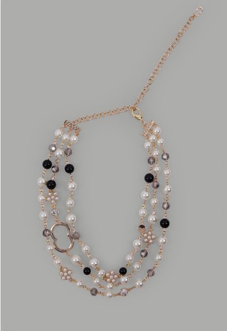 Faux Pearls Embellished Necklace