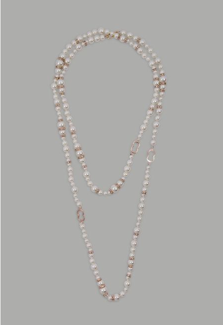 Crystal Faux Pearls Embellished Necklace