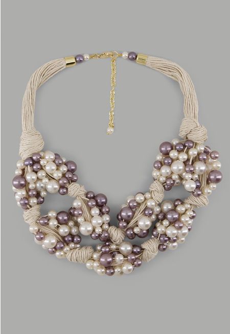 Multistrand Cords Faux Pearl Necklace