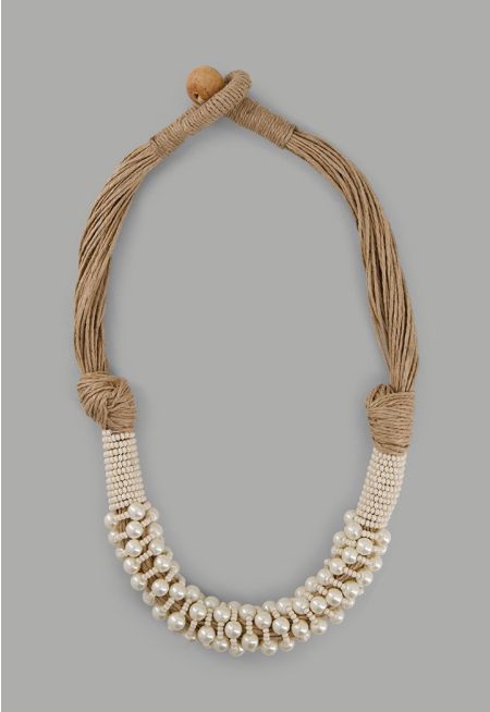 Multistrand Cords Faux Pearl Necklace