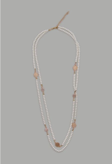 Faux Pearls Embellished Necklace