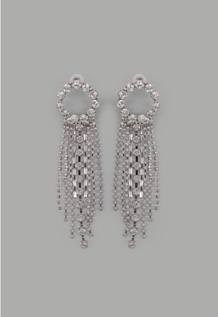Crystal Embellished Tassels Earrings