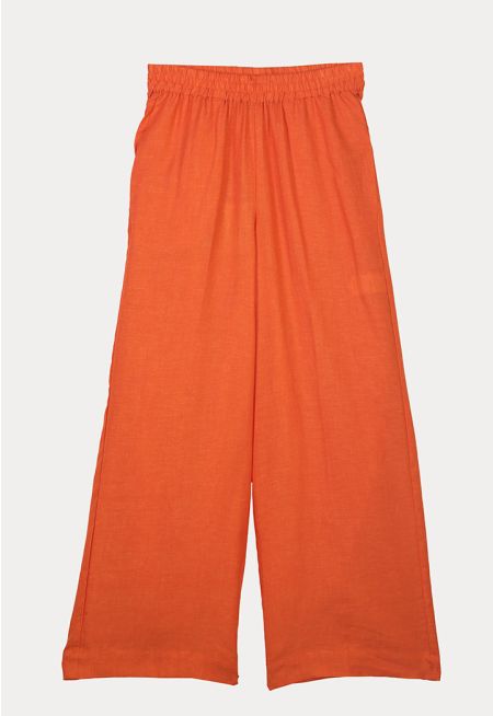 Solid Single Pleat Textured Trouser