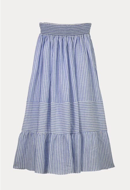 Two Tone Striped Tiered Skirt