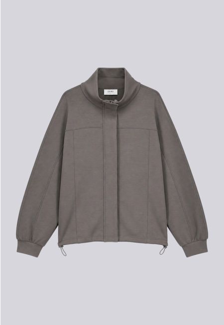 Solid Relaxed Fit Jersey Jacket