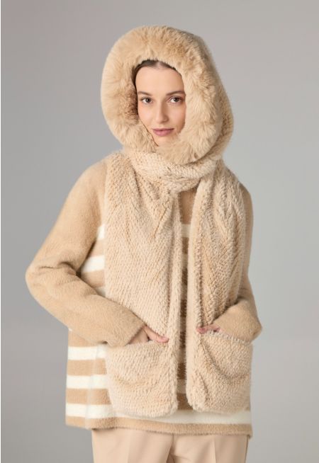 Faux Fur Hooded Scarf