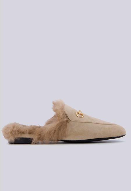 Faux Fur Quilted Mules