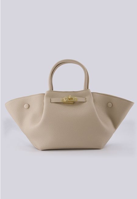Textured Leather Small Tote Bag 