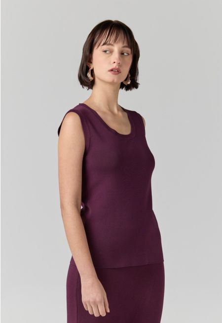 Solid Knitted Sleeveless Top