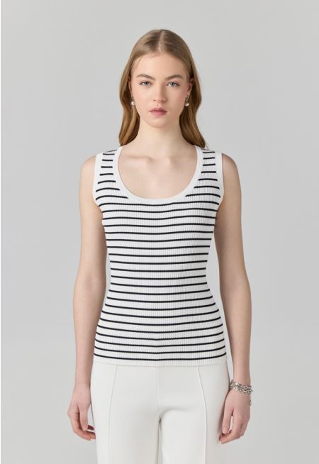 Contrast Knitted Sleeveless Top