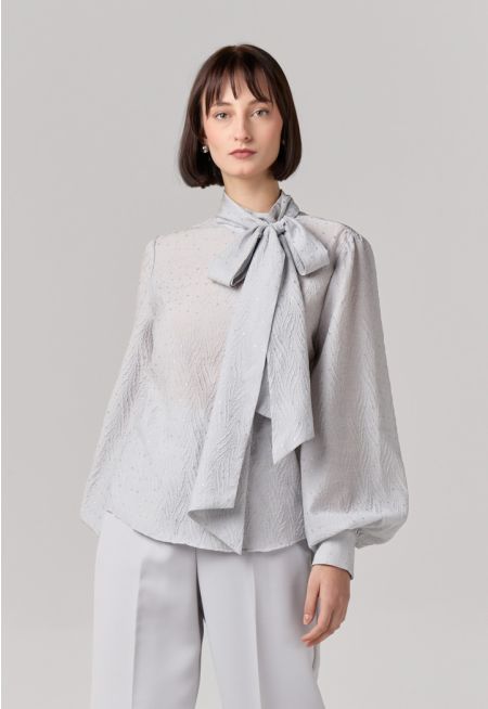Sequin Embellished Tie Neckline Top