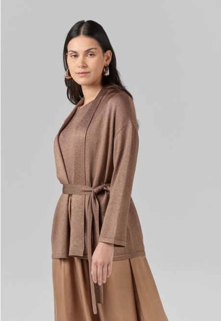 Lurex Knitted Belted Kimono