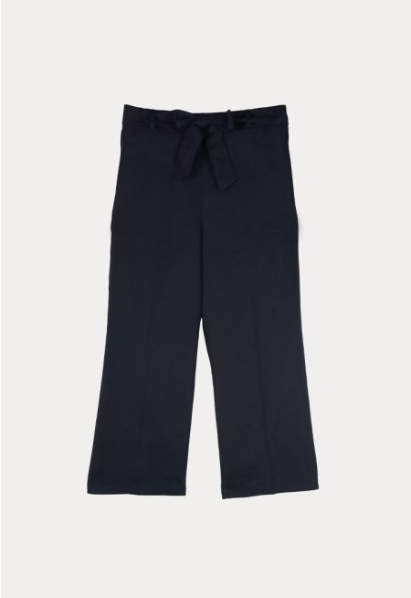 Belted Linen Wide Leg Pants -Sale
