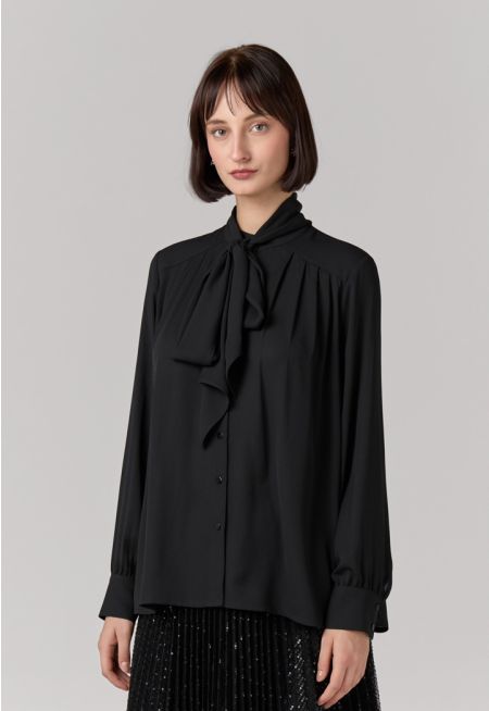 Basic Tie Neck Shirt