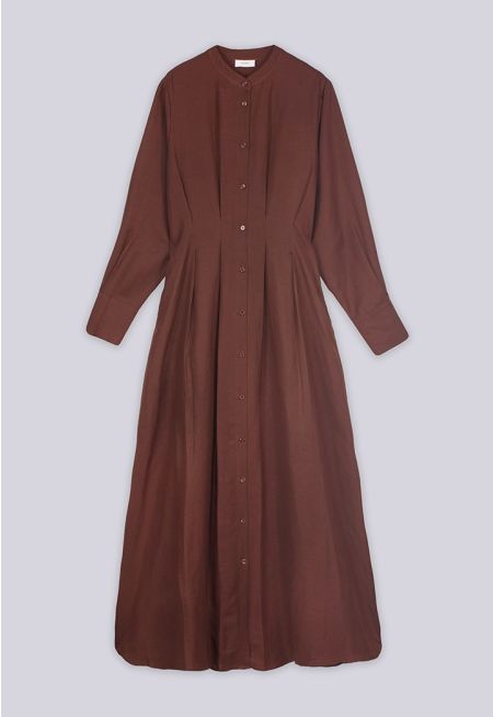 Solid Dress with Gathered Waist Detail