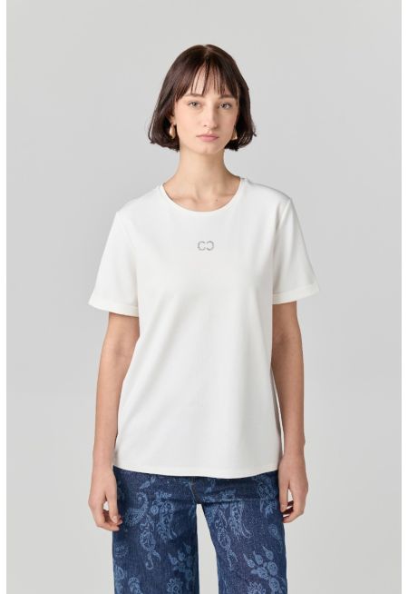 Solid Embellished Strass T-shirt