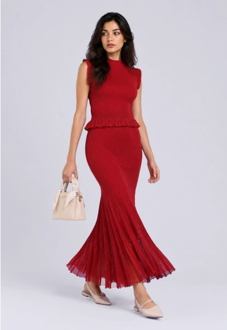Basic Ribbed Hem Knitted Skirt