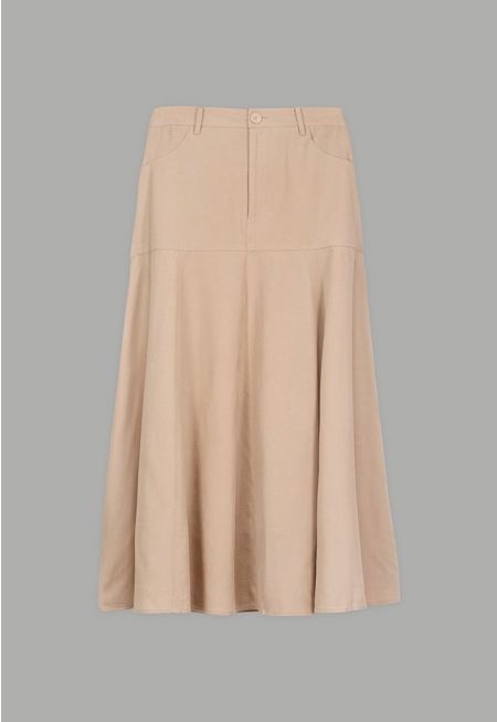 Solid Flared Maxi Skirt