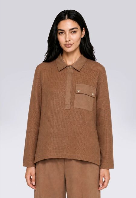 Solid Long Sleeve Mesh Shirt