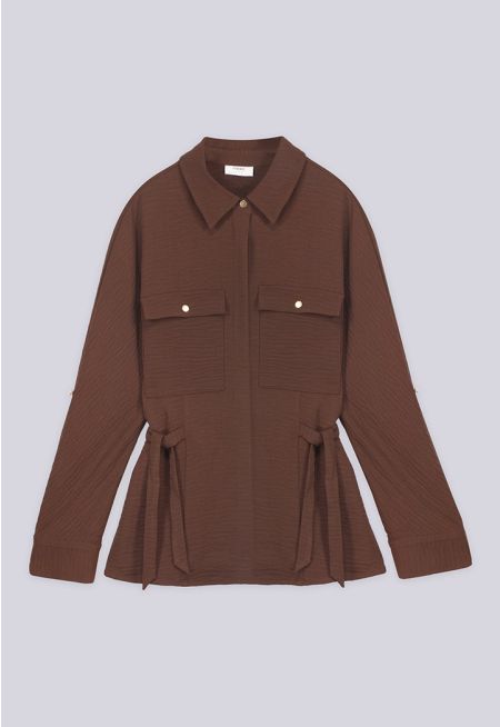 Solid Front Flap Pocket Jacket