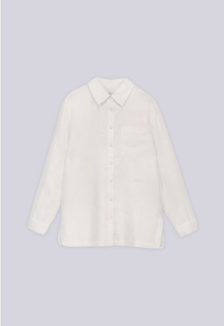 Plain Shirt with a Front Pocket