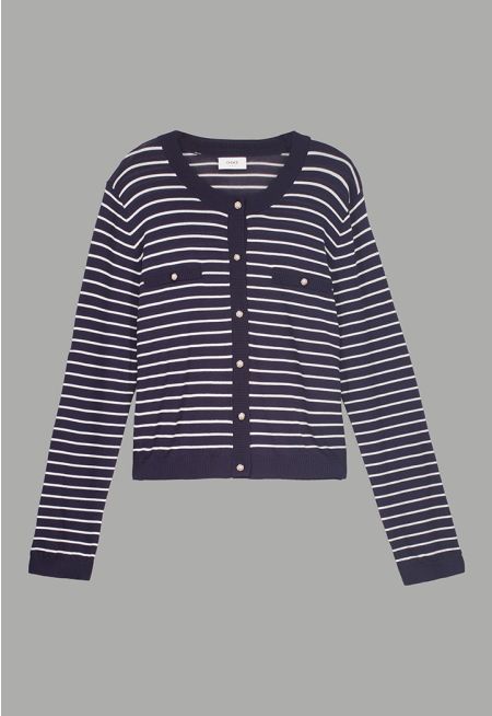 Striped Knitted Crooped Jacket