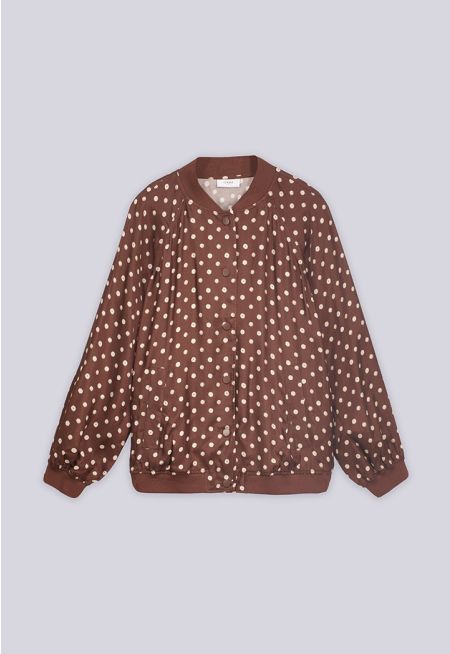 Long Reglan Sleeve Polka Dot Jacket