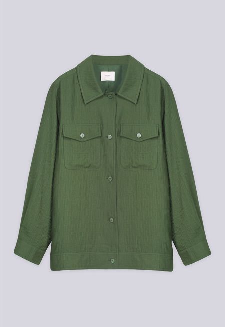 Textured Front Pockets Jacket