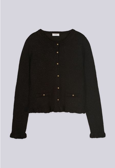 Knitted Ribbed Lurex Cardigan