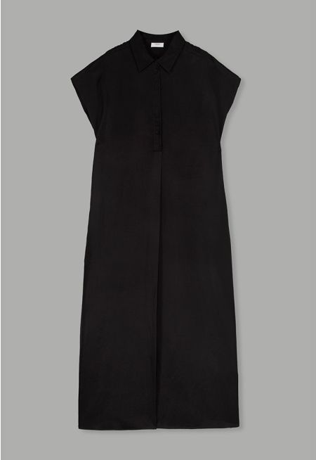 Half Buttons Cap Sleeves Dress 