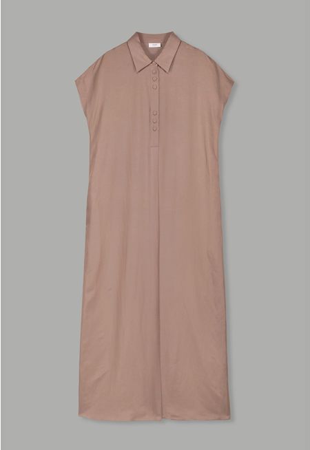 Half Buttons Cap Sleeves Dress 