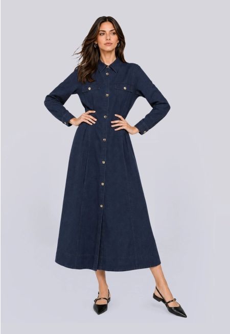Long Sleeve Denim Shirt Dress