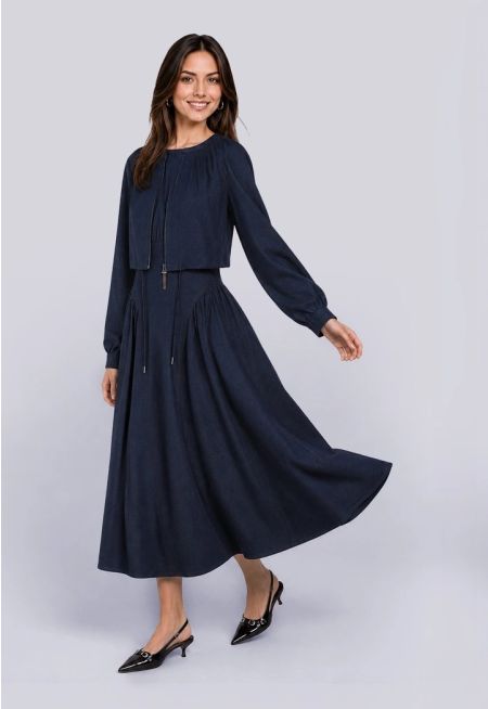 Denim Flared Sleeveless Dress