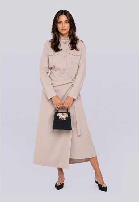 Front Pockets Wrap Detail Dress