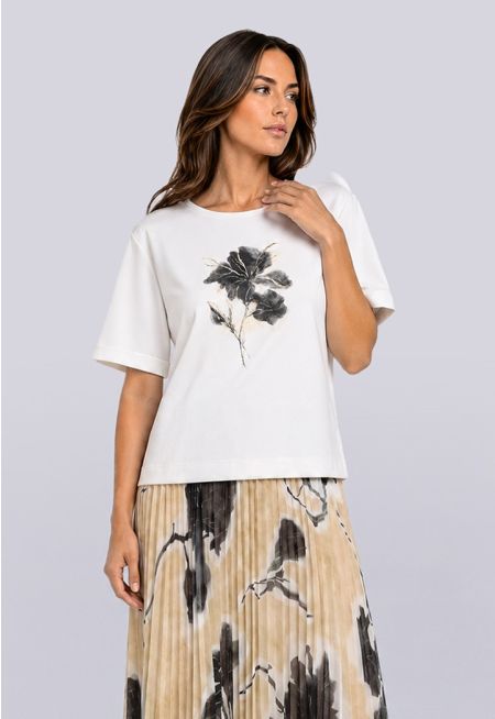 Short Sleeve Flower Print T-Shirt