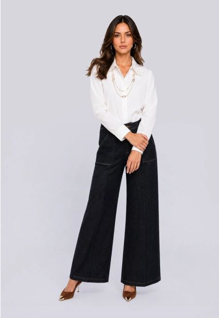 Wide Leg Denim Trousers