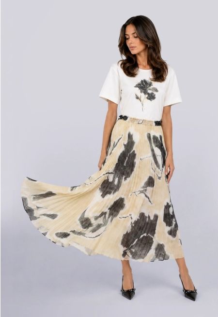 Printed Pleated Skirt
