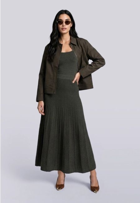 Lurex Pleated Knitted Skirt