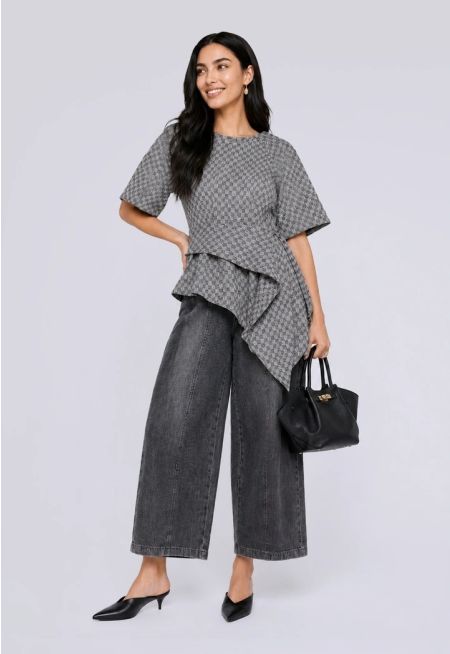 Wide Leg Denim Trousers 