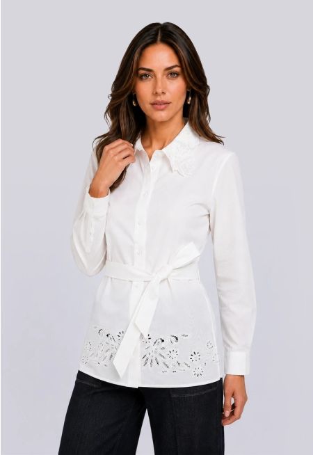 Basic Shirt With Laser-Cut Details