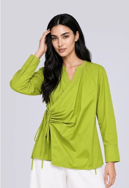 Side Tie Wrap Solid Shirt