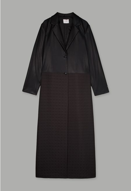 PU Leather Quilted Coat