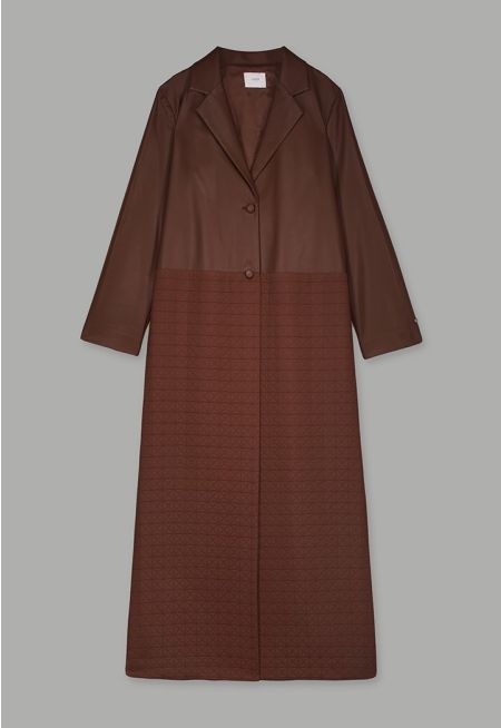 PU Leather Quilted Coat