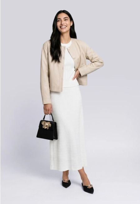 Knitted Textured Flared Skirt