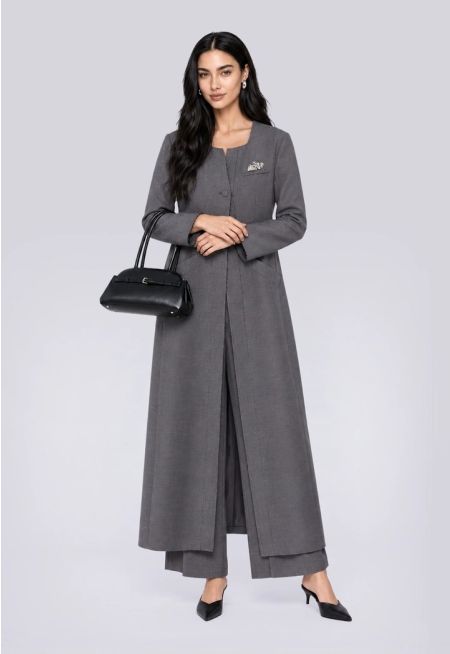 Stitched Details Maxi Coat