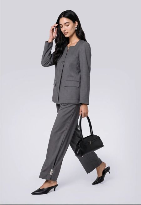 Front-Pleated Formal Trousers