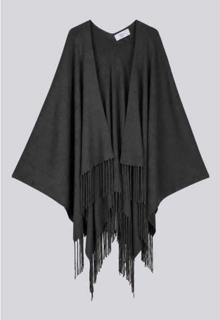 Knitted Poncho With Tassels
